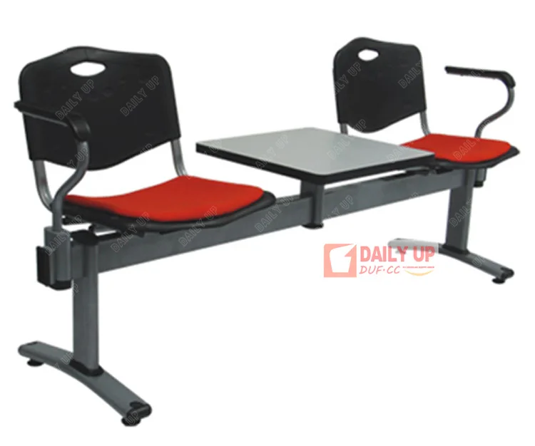 Public Padded Chair with Flat Table Waiting Room Furniture Airport Seating with Tea Table
