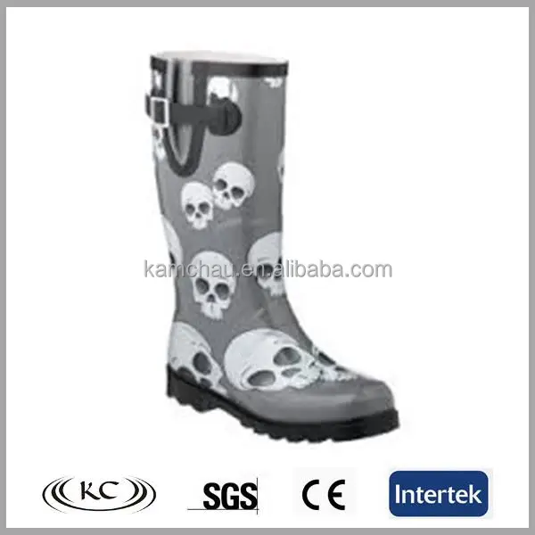 womens skull rain boots