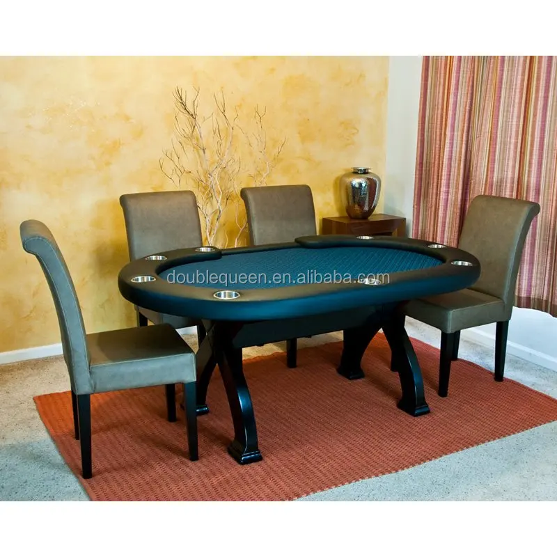 Wood poker table and chairs