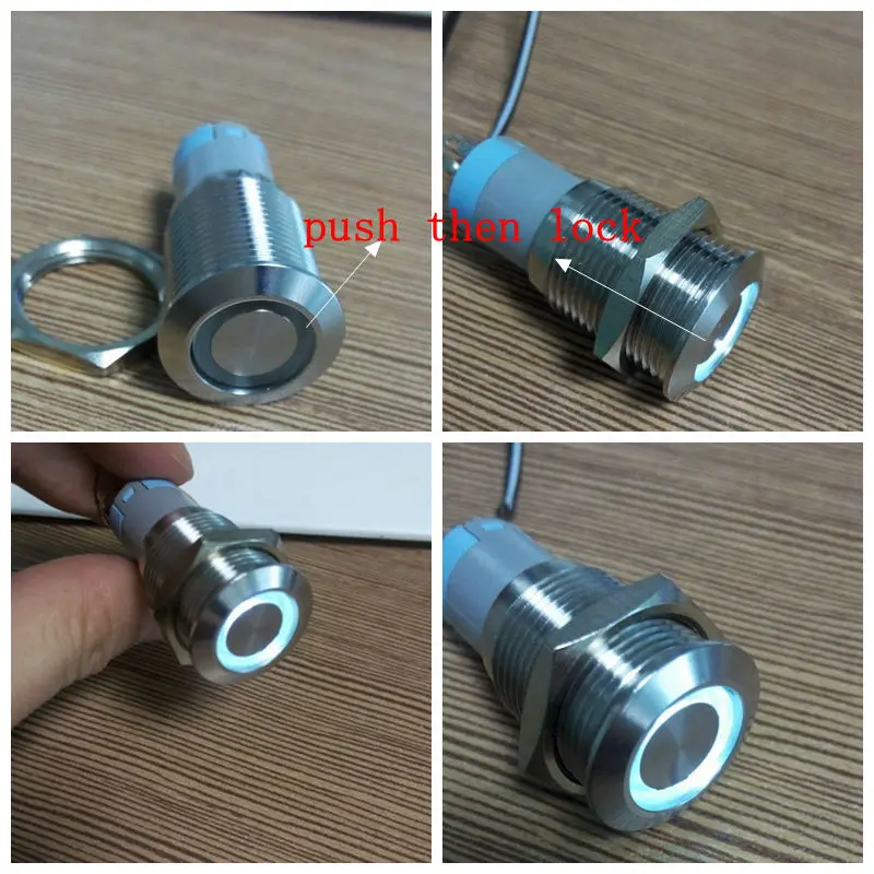 CMP screw thread size 16mm waterproof ring light Self-locking push button switch 1NO1NC 5 pins switch