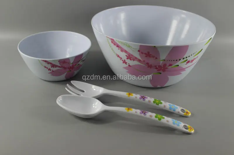 7Pcs Melamine Salad Bowl and Salad Spoon Set
