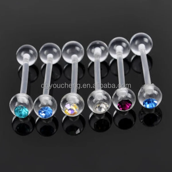 Anillo De La Lengüeta Del Barbell Piercing Falso Lengua De Plástico