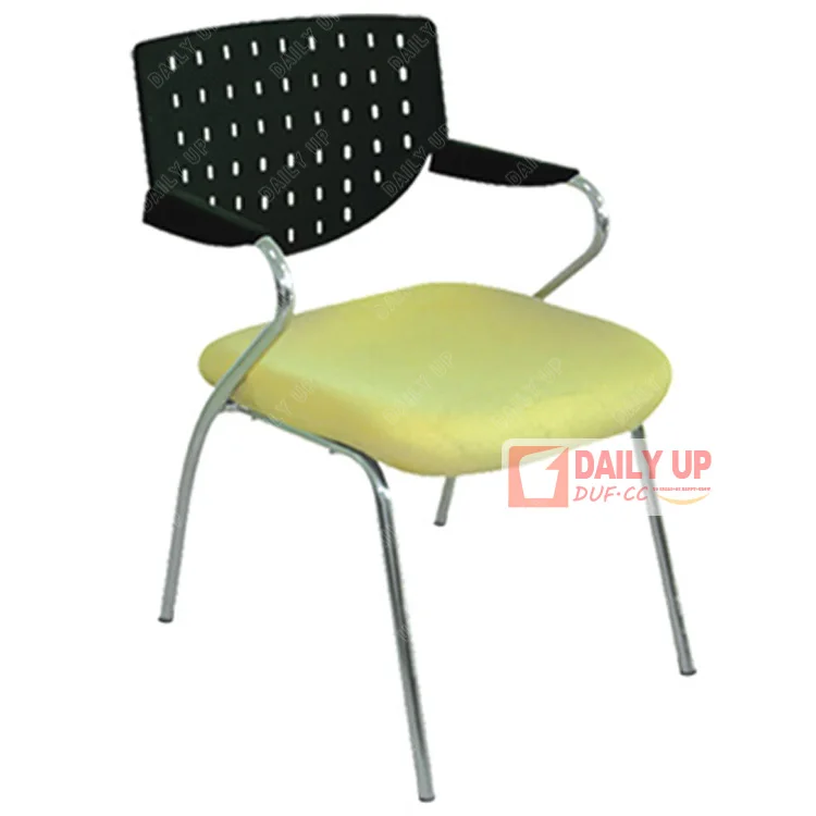 Plastic Stacking Chairs With Cushion Fabric Upholstered Office Conference Chairs 4 Leg Lobby Chairs