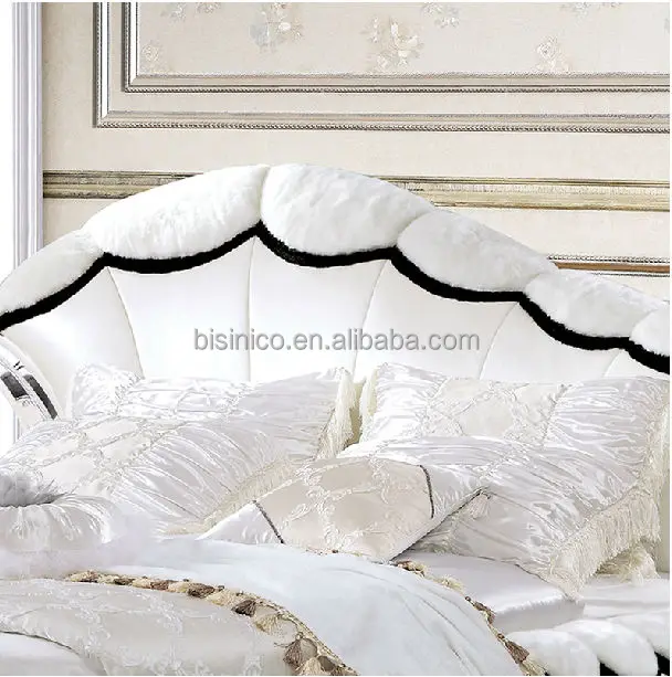 Bisini Modern White Oval Genuine Leather Bed