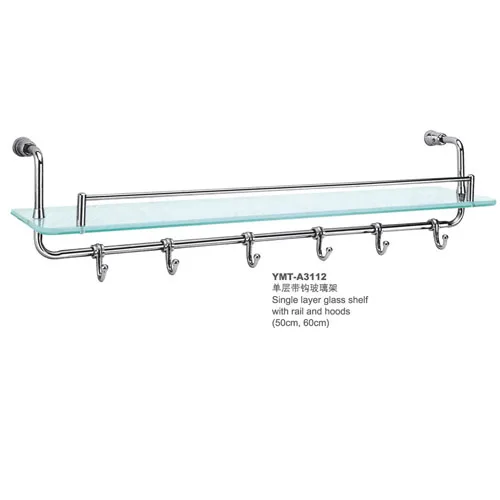 Wall Mounted Gl Shelf With Towel Bar Hooks Wall Mounted Gl Shelf With Towel Bar Hooks