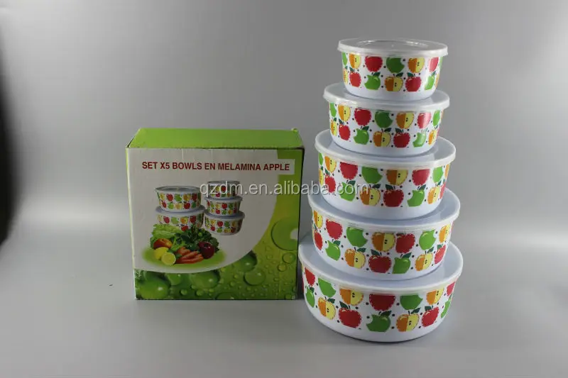 Cheap 5PC Melamine Round Bowl Set With Lid