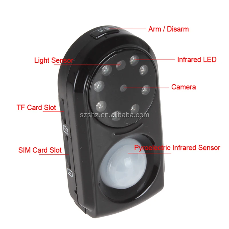 case body alarm gm01 Vibration Sensor Hz Motion Gsm/gprs Camera Pir Auto