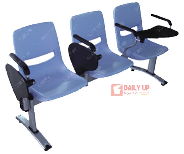 Contemporary Office Writing Chair 3 seat Link Chairs with Tablet Sturdy Lecture Long Chair
