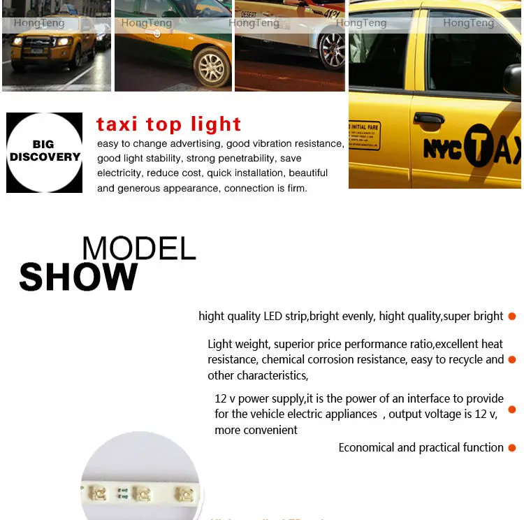 New magnet or pull hook type led auto slim taxi top ad