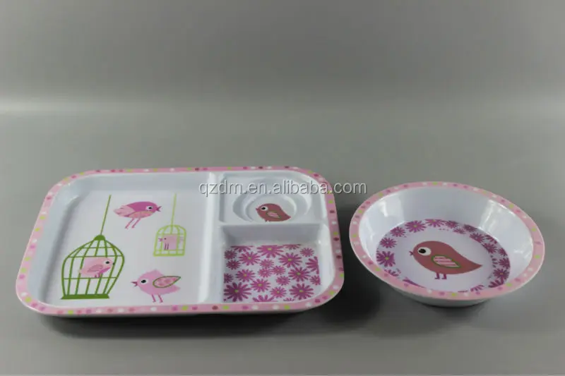 Plastic Melamine Division Plate And Bowl For Kids
