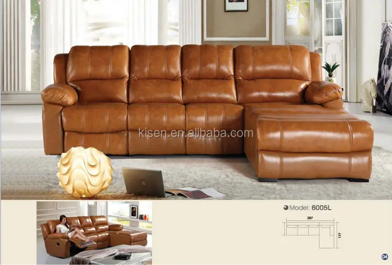 Muebles Reclinable L- Sofá En Forma De Ashley Sofá De Cuero Km6005l