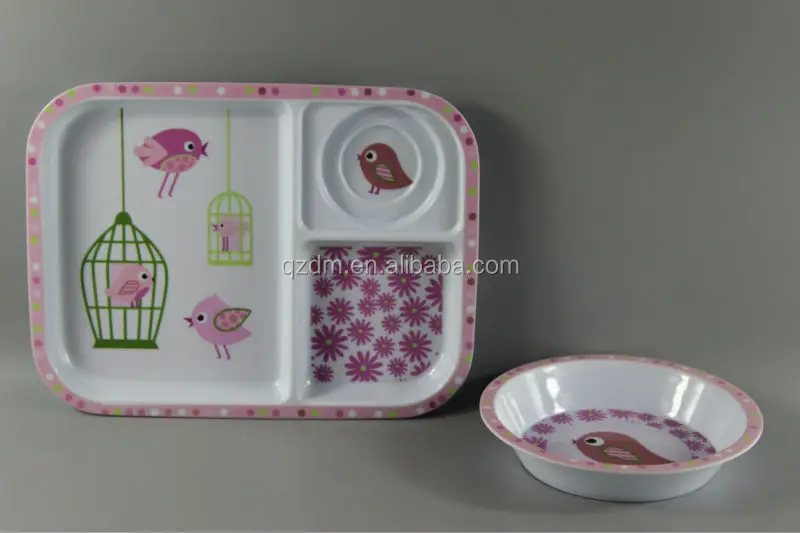 Plastic Melamine Division Plate And Bowl For Kids