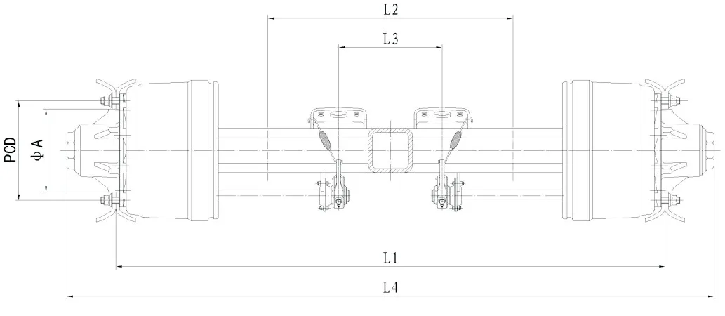 3 Axles Skeleton Trailer Air Brake Trailer Axle Steering Axles For ...