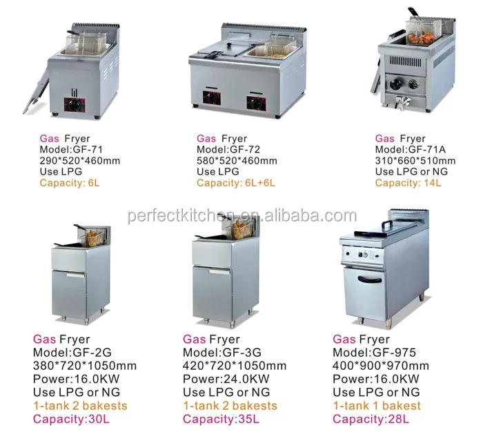 Free Standing 2 Tanks 2 Baskets Commercial Lpg Gas Thermostat