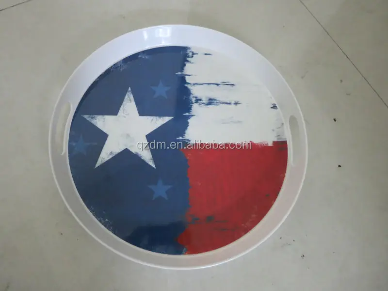 15 inch Melamine Round tray Food tray National flag Print
