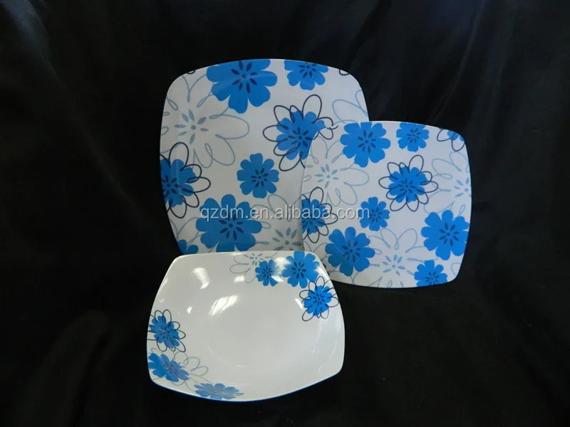 12 pcs melamine dinner ware dinner sets square plate