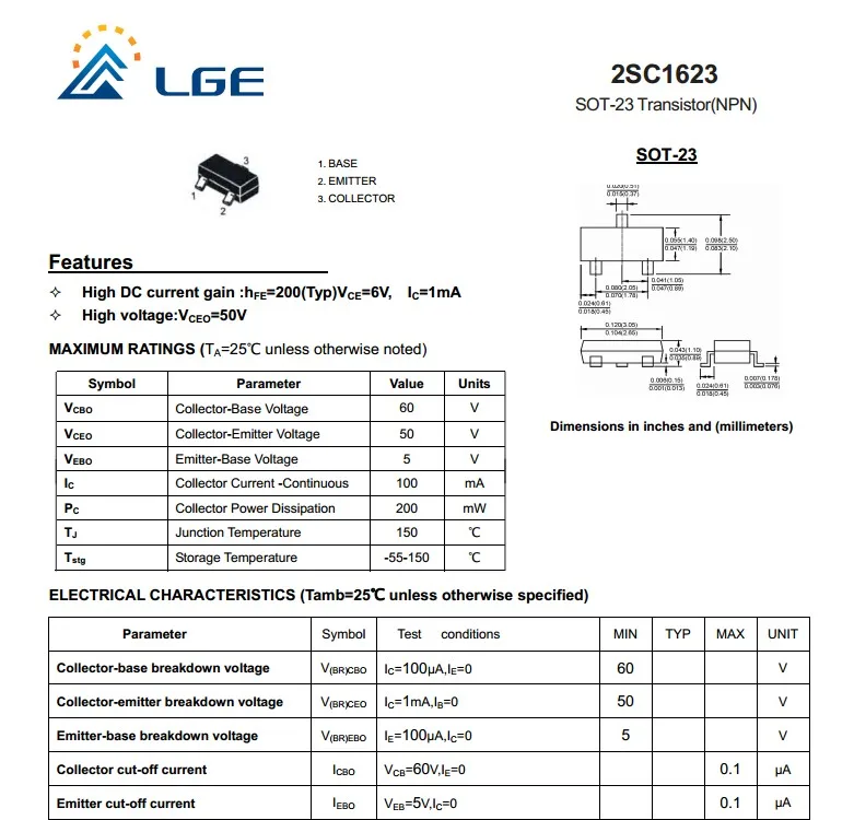 SMD Bipolar Transistors, 2SC1623-L6 -Alibaba.com
