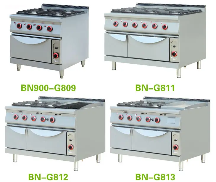Cosbao With Oven 4 Burners Gas Range Commercial Kitchen Equipment