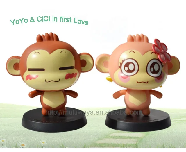 Lovely Pvc Yoci Monkey Bobblehead For Car Interior Decoration Toy