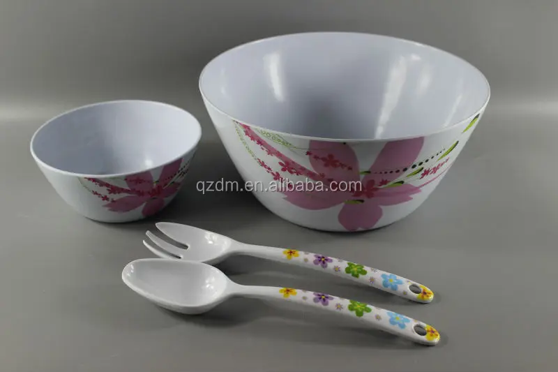 7Pcs Melamine Salad Bowl and Salad Spoon Set