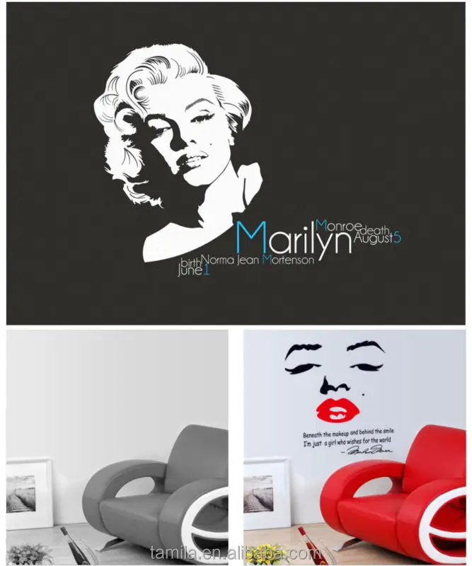 Marilyn Monroe Wall Decal Decor Quote Face Red Lips Makeup Sticker