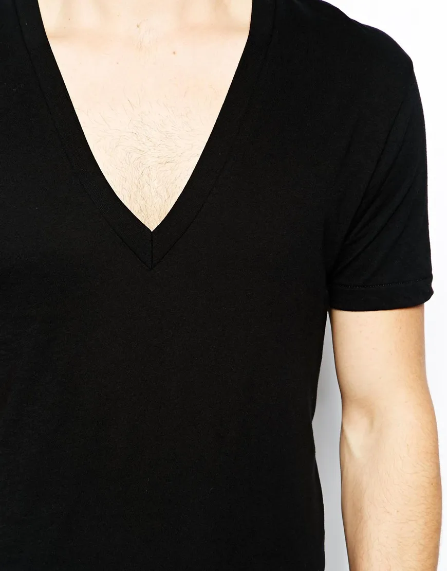 deep v neck black shirt