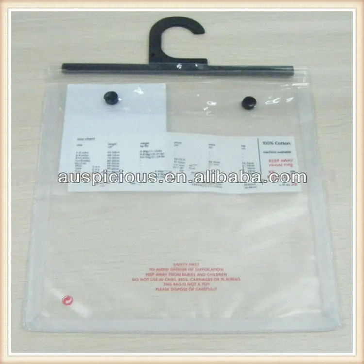 Transparent Clear Pvc Plastic Bag With Hook Hanging And Button Closure