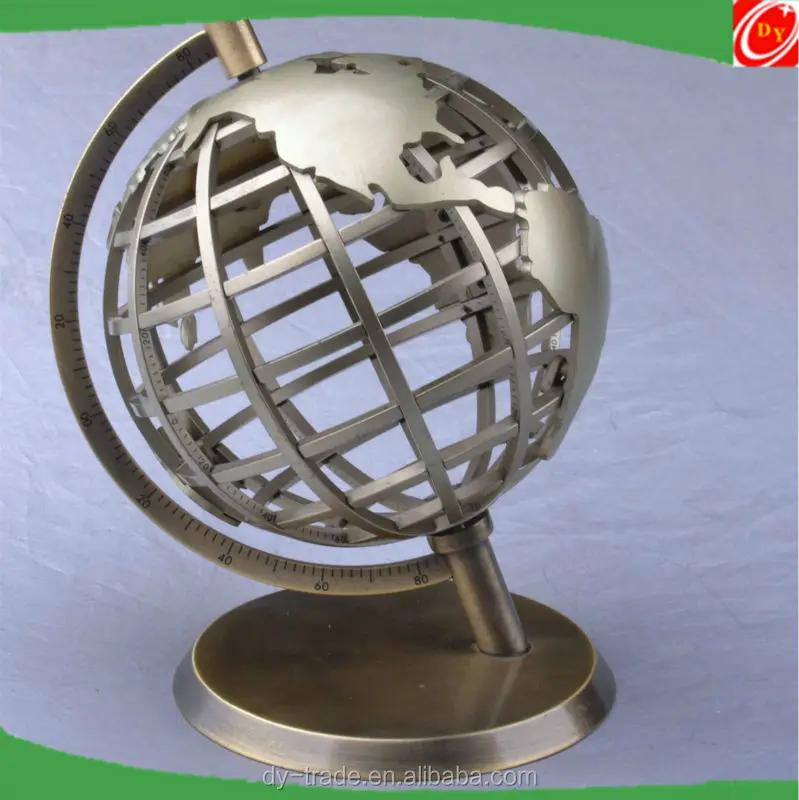 indoor office golden collectible steel world globe ball sculpture