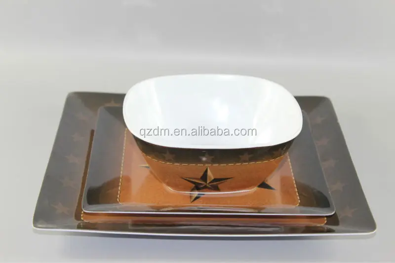 Square Shape Melamine Plate And Bowl Set/Square Dinner Set