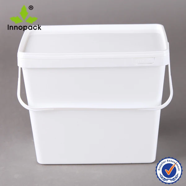 3 Gallon Food Grade Plastic Bucket With Lids, Rectangular