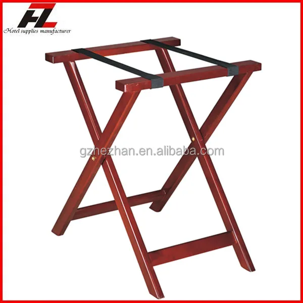 Hotel Folding Tray Stand In Mahogany / High Quality Wooden Tray Jack