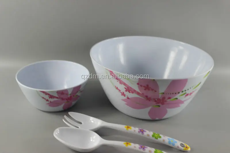 7Pcs Melamine Salad Bowl and Salad Spoon Set