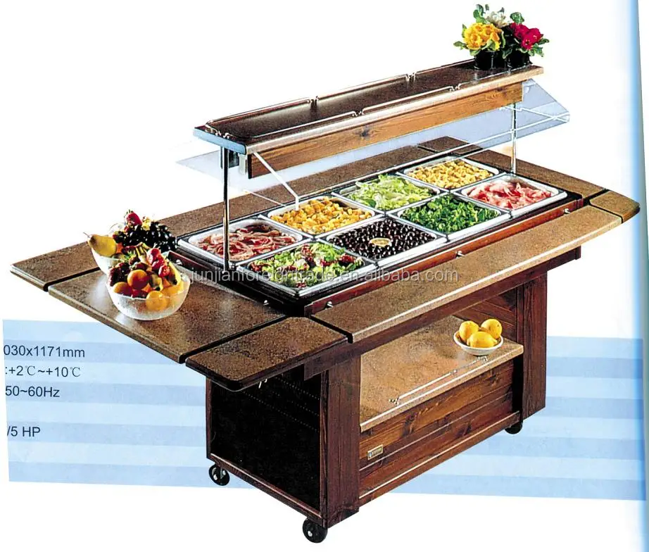 Luxury Marble Salad Bar Display Counter Commercial Refrigerator