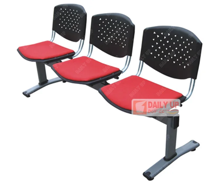 Public 3 Seater Link Chair Hairdressing Waiting Chair With Padded Seater Reception Chair
