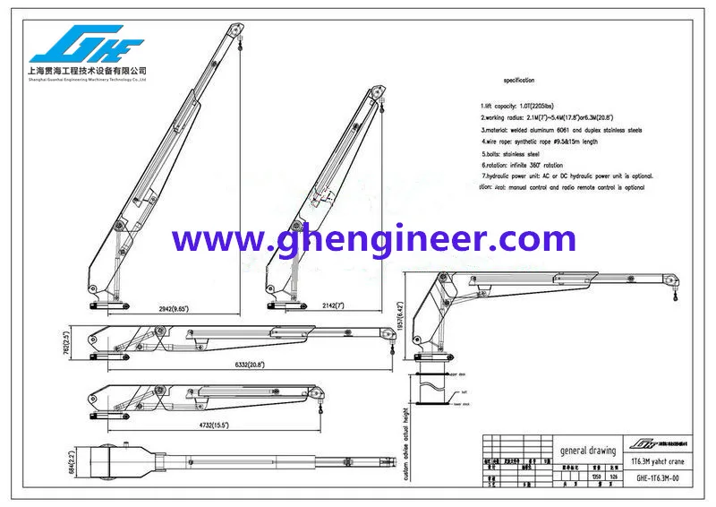 Small Size 0.5ton Yacht Deck Crane - Buy Small Crane,Small 