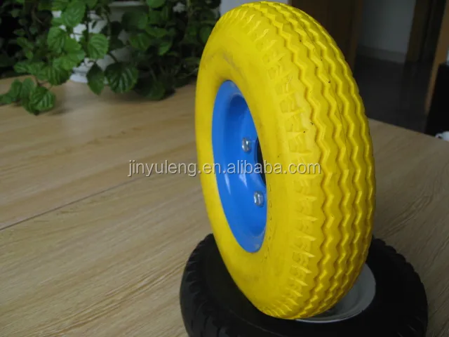 8inche 8x2.50-4 solid pu foam rubber wheel , polyurethane green wheel ,Material handling equipment parts