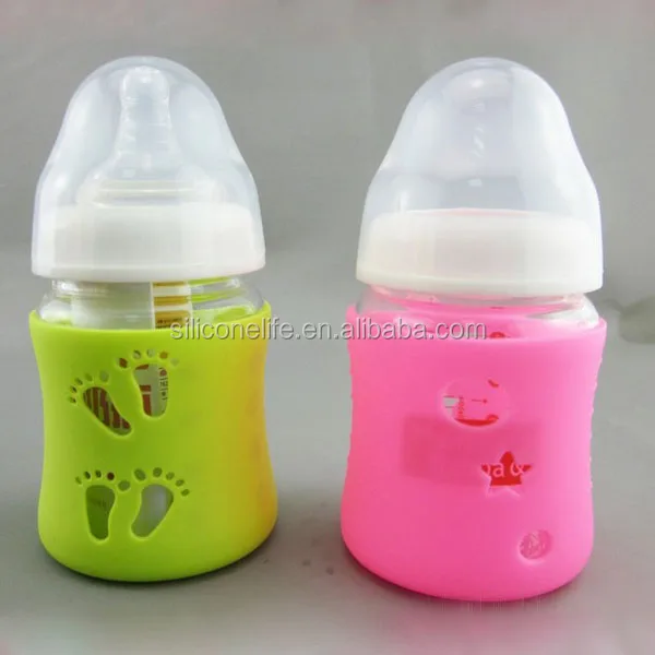 Custom Design Heat Proof Silicone Baby Feeding Bottle Sleeve Cover For