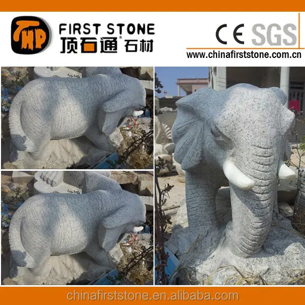 GAB568 Grey Granite Garden Indian Elephant Statue Sculpture