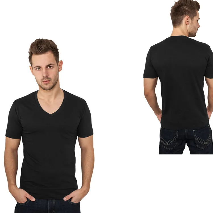 Plain Black Deep V Neck T Shirts For Men - Buy Deep V Neck T Shirts For ...