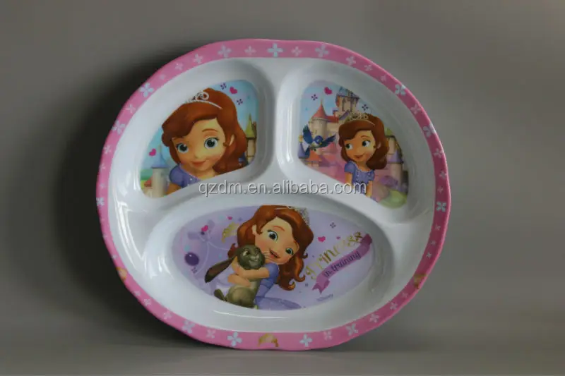 3 Section Melamine Lunch Plate For Kids