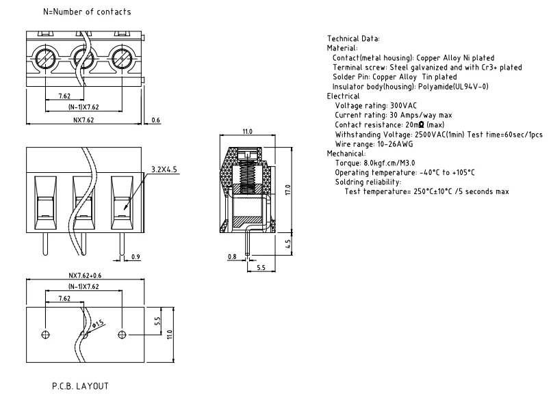 Single Row Terminal Blocks - Buy Plug-interminal Blocks,Pcb Terminal ...