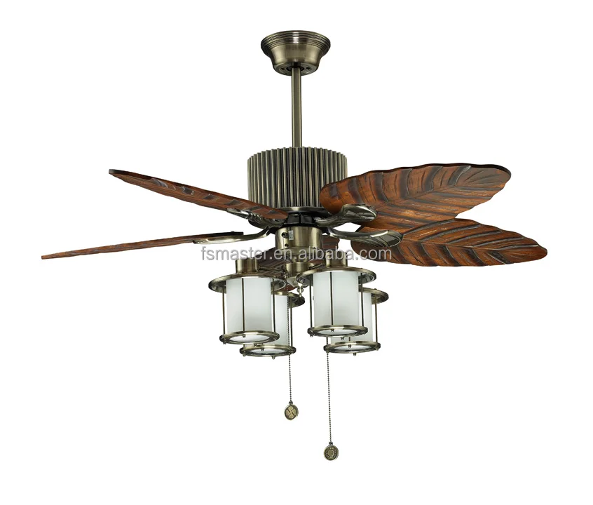 Bistro vitage wooden blades 48inch ceiling fan with light