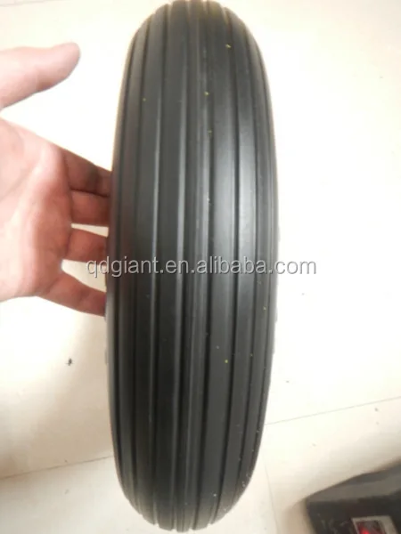 3.50-8 PU Wheelbarrow Tyre with Red Metal Rim