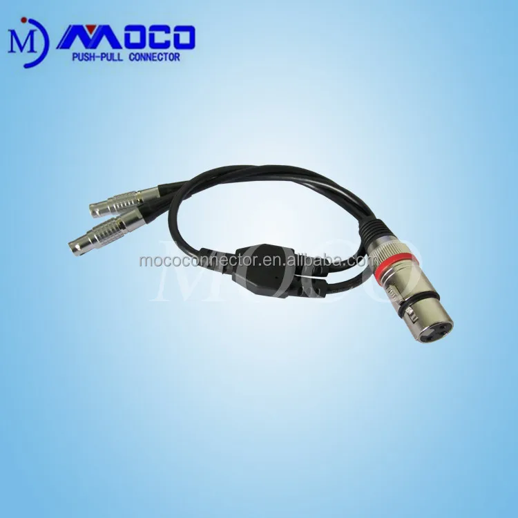 Y cable XLR Cannon connector overmolded custom designed cable assembly