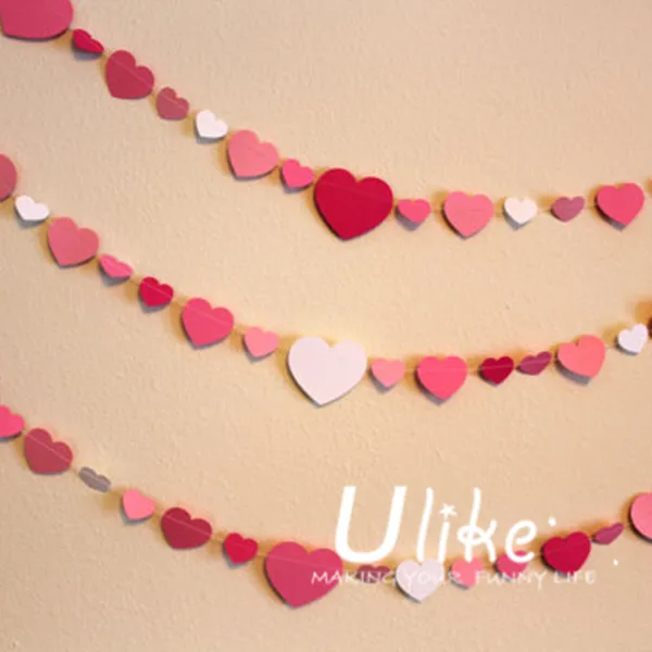 Flame Retardant Decorations hot selling 3m valentine tissue paper garland,heart shape garland Flame Retardant Decorations hot selling 3m valentine tissue paper garland,heart shape garland