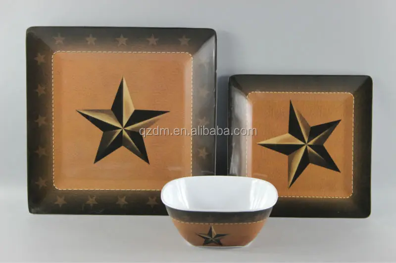 Square Shape Melamine Plate And Bowl Set/Square Dinner Set
