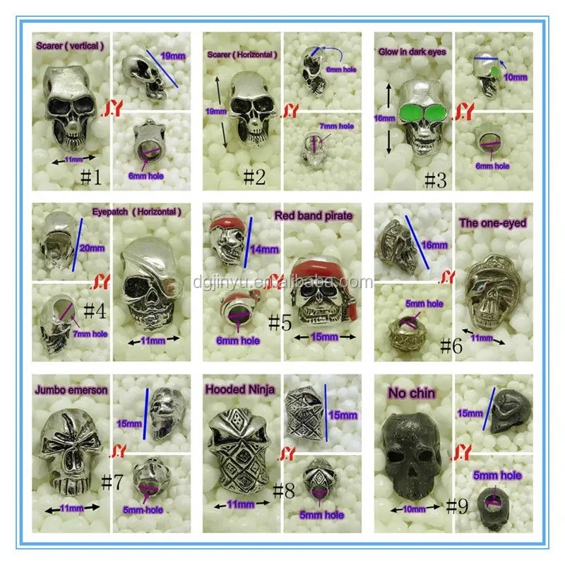 Dg Jinyu Metal Skull Head,Metal Paracord Skull For Pracord Bracelet ...