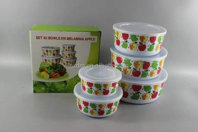 Cheap 5PC Melamine Round Bowl Set With Lid