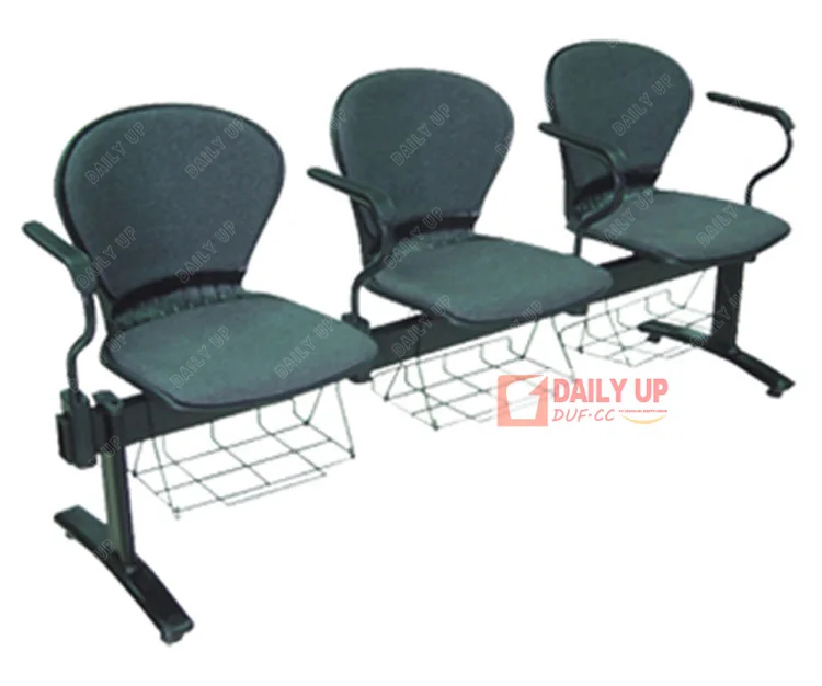 High Quality Public Chair with Book Basket Upholstered Armrest Chair Padding Public Waiting Bench