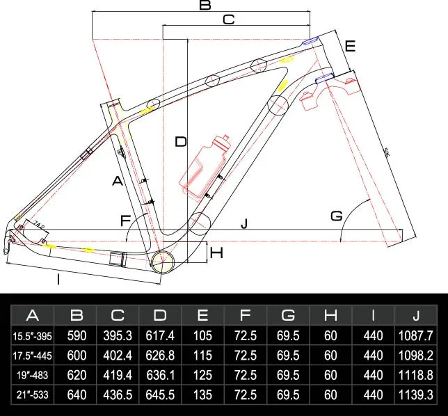Cadre VTT Carbone AIRWOLF 29 Pouces Plus - Pour VTT, Cyclocross, Gravel - Neuf